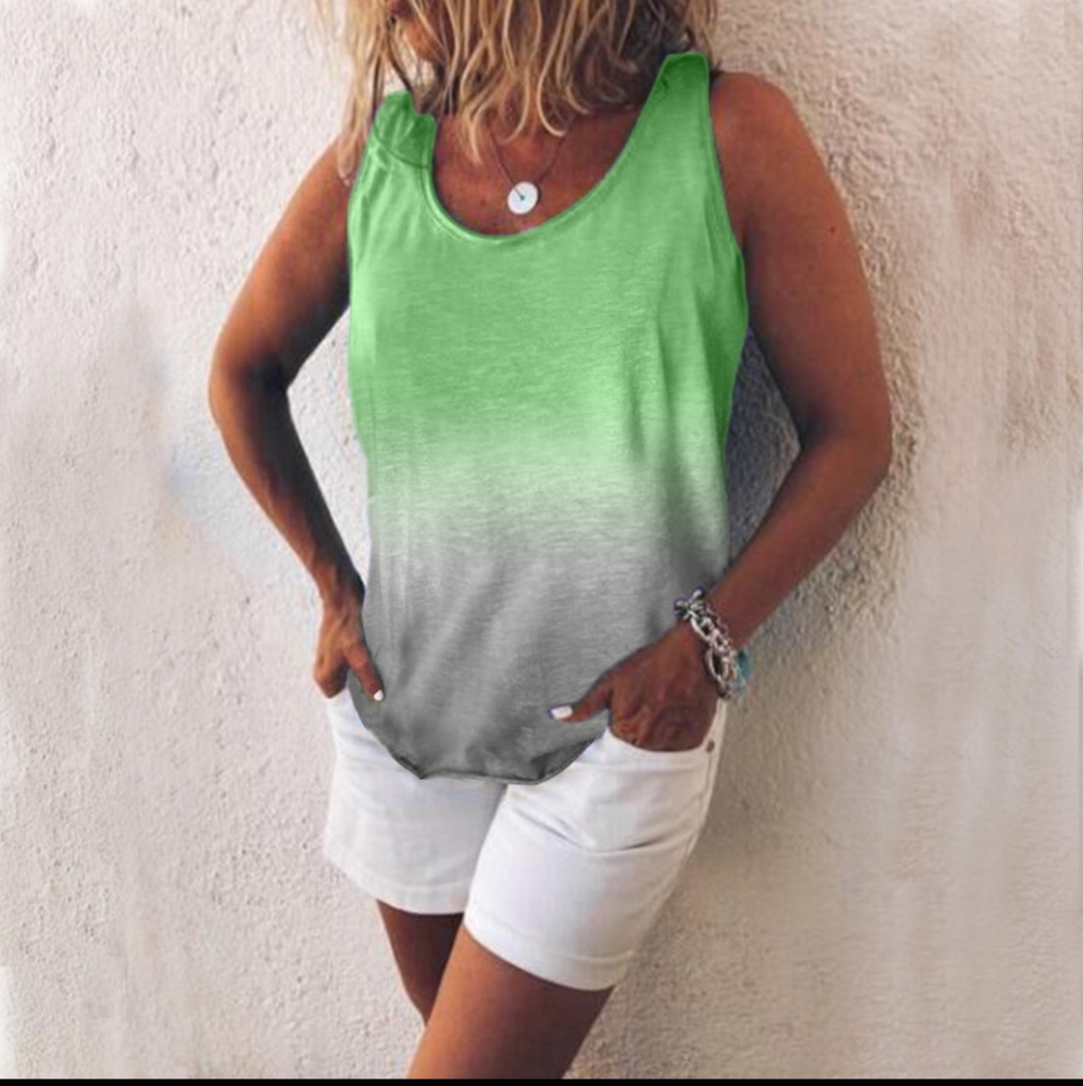Green and Gray Ombre Tank Top